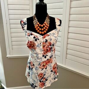 White floral corset style peplum top - very flattering.